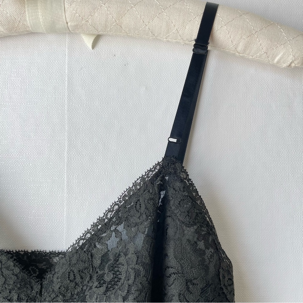 Vintage Henson Kickernick Full Dress Slip / Negligee Black + Gray Lace Size 32 - Picture 3 of 16